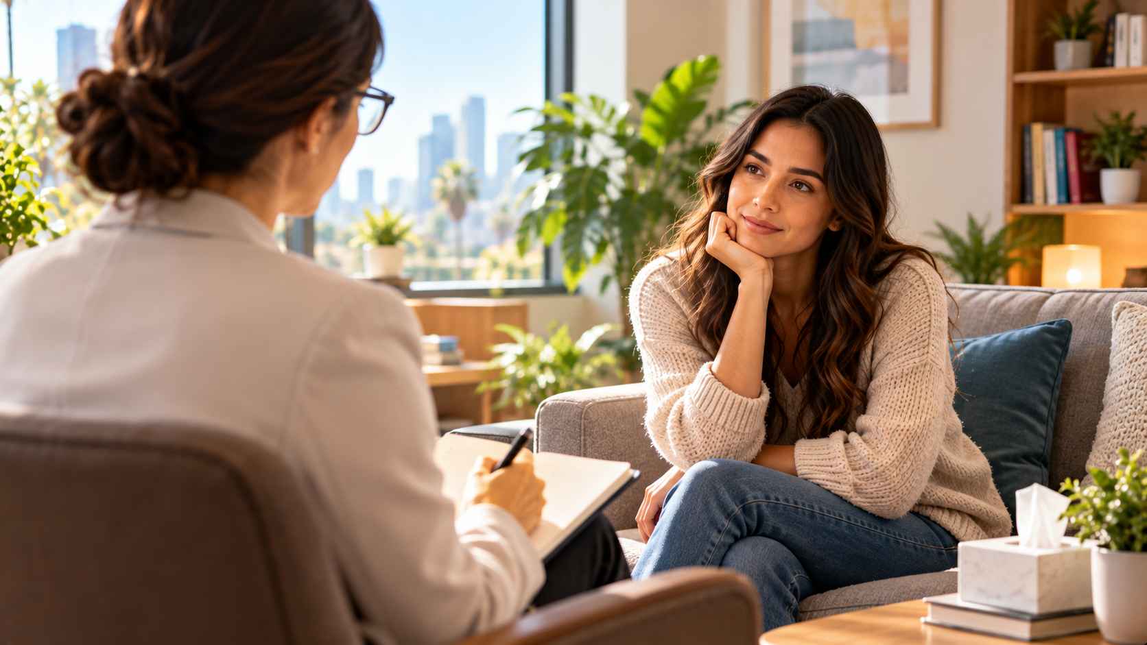 Warm Therapy Conversation by the Window